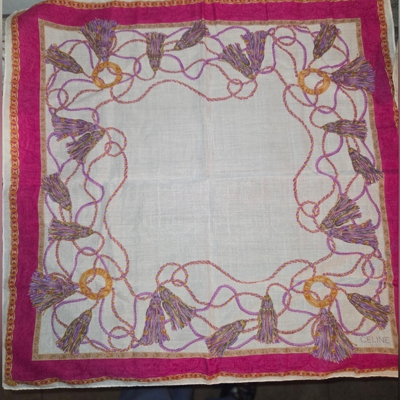 Celine White, Pink, and Purple Tassel Scarf - Picture 2 of 3